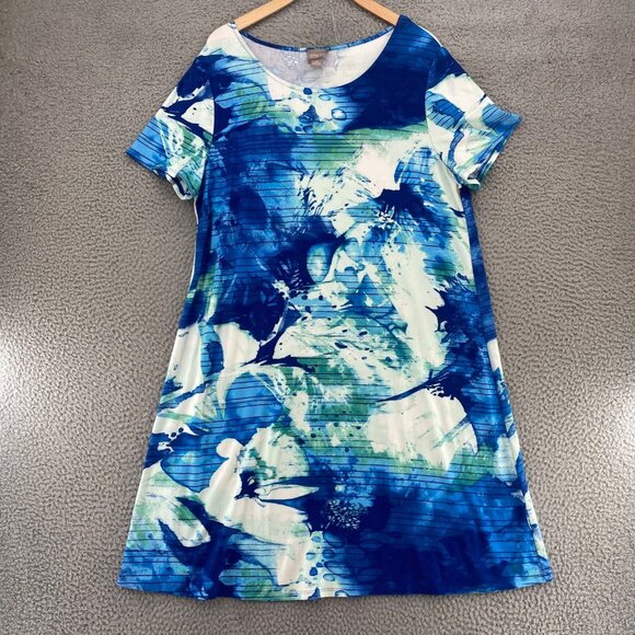 Chicos Dress Womens 3 US Extra Large Blue T Shirt Short Sleeve Stretch Pullover - Picture 11 of 11